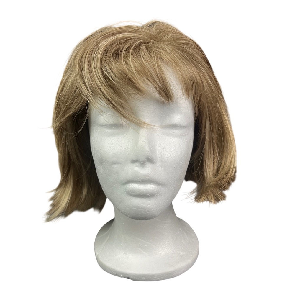 Envy Wigs Honey Blonde Layered Bob Synthetic Kanekalon Fiber Wig with Bangs